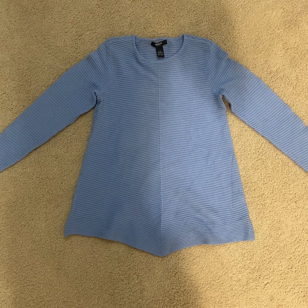 ALFANI Blue Long Sleeve Pullover Sweater w/ Faux Buttons, Petite/Small